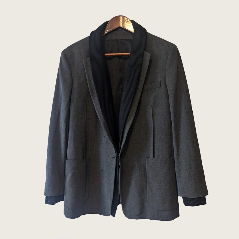 PHILIPPE DUBUC - Ribbed shawl collar jacket - Sz 02